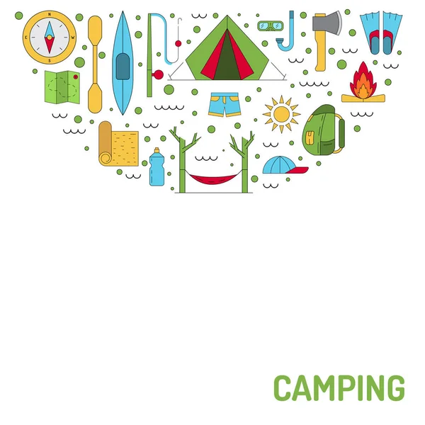 Esquema del icono del camping — Vector de stock