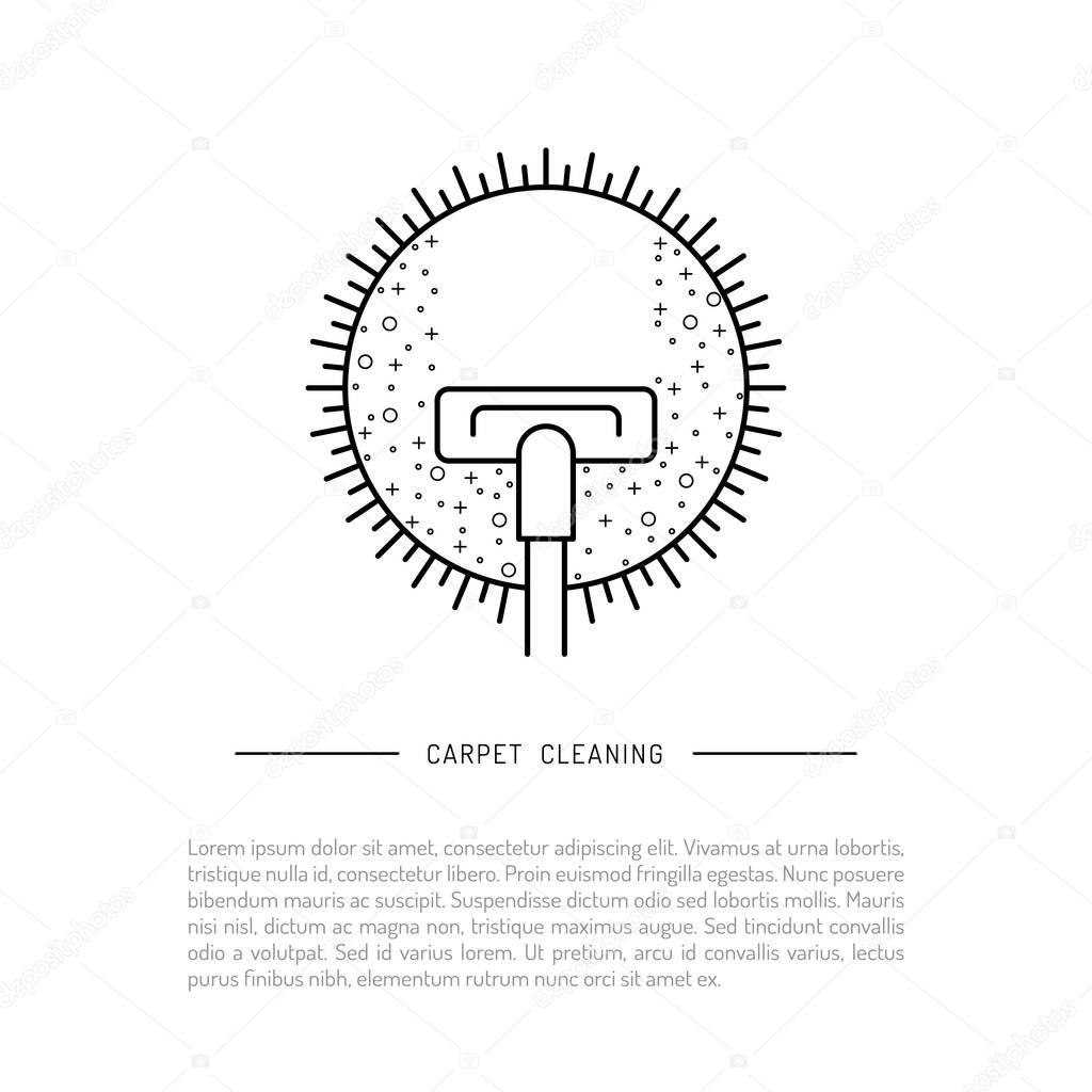 Isolated on white background vector image cleaning of carpeting with vacuum cleaner, dry cleaning logo