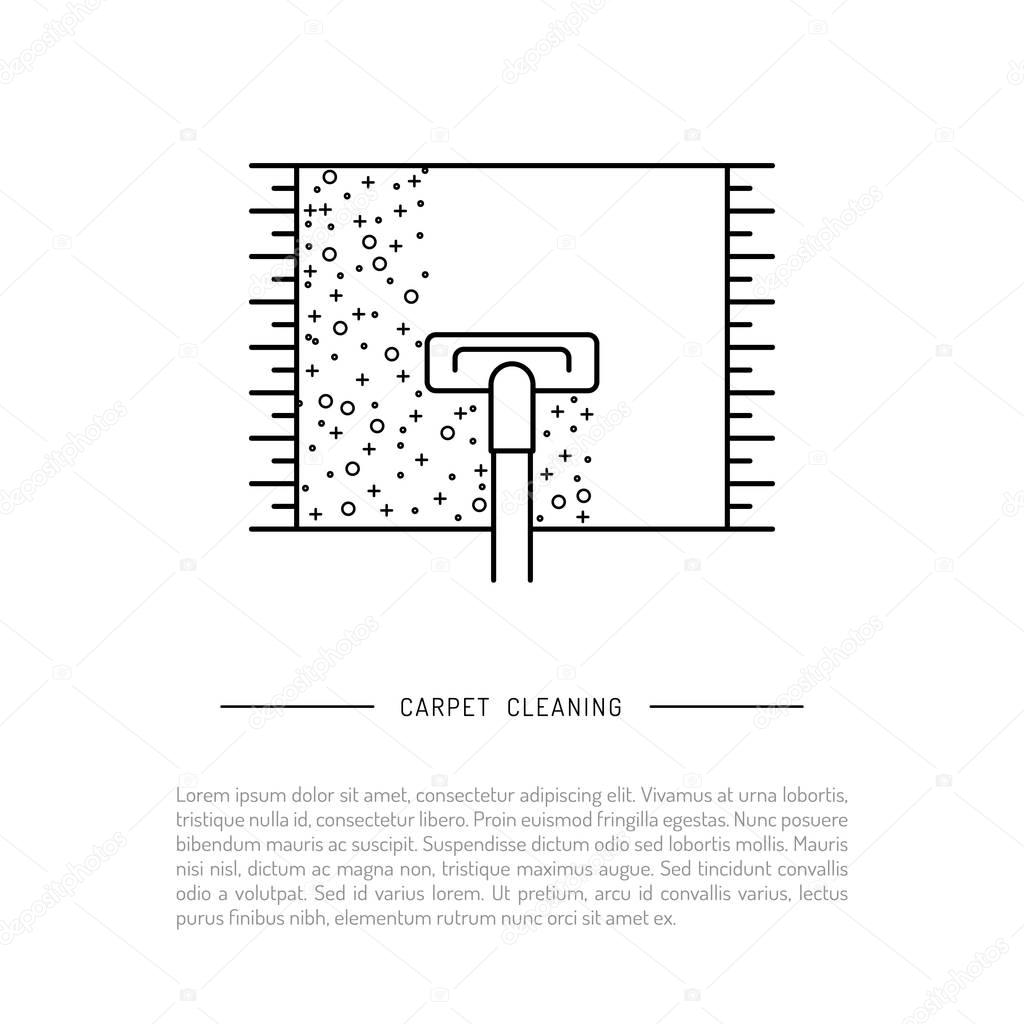 Isolated on white background vector image cleaning of carpeting with vacuum cleaner, dry cleaning logo