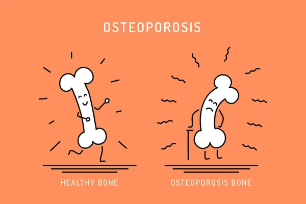 Osteoporoz karikatür kemik — Stok Vektör