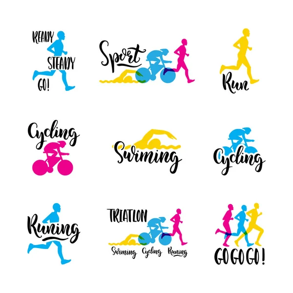 Logotyp sporten triathlon — Stock vektor