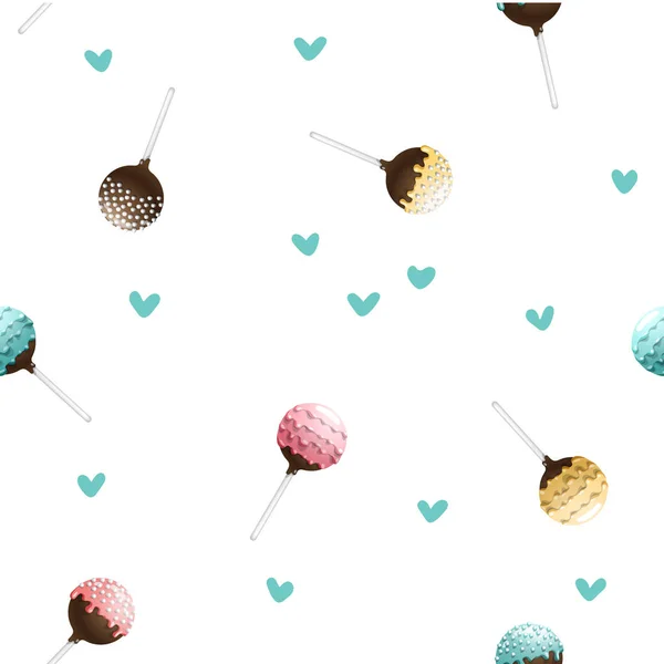 Cake pops sömlösa mönster — Stock vektor