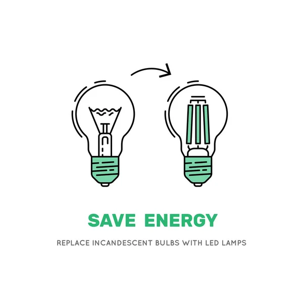 Vektor LED energi menyelamatkan lampu - Stok Vektor
