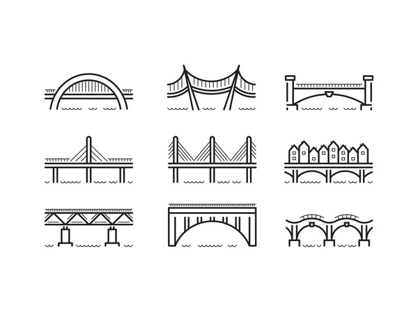 Ponte linha ícone conjunto vetor —  Vetores de Stock