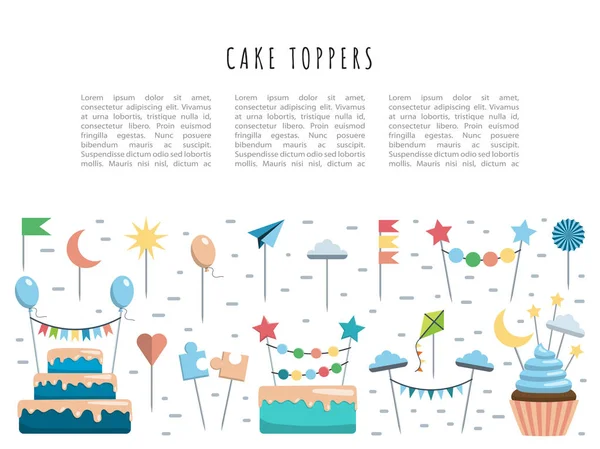 Set pastel y cupcake toppers — Archivo Imágenes Vectoriales