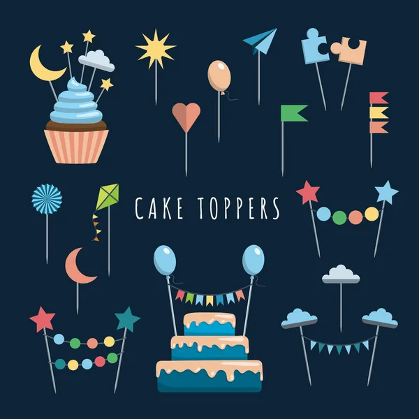 Set cake and cupcake toppers Stock Illustration