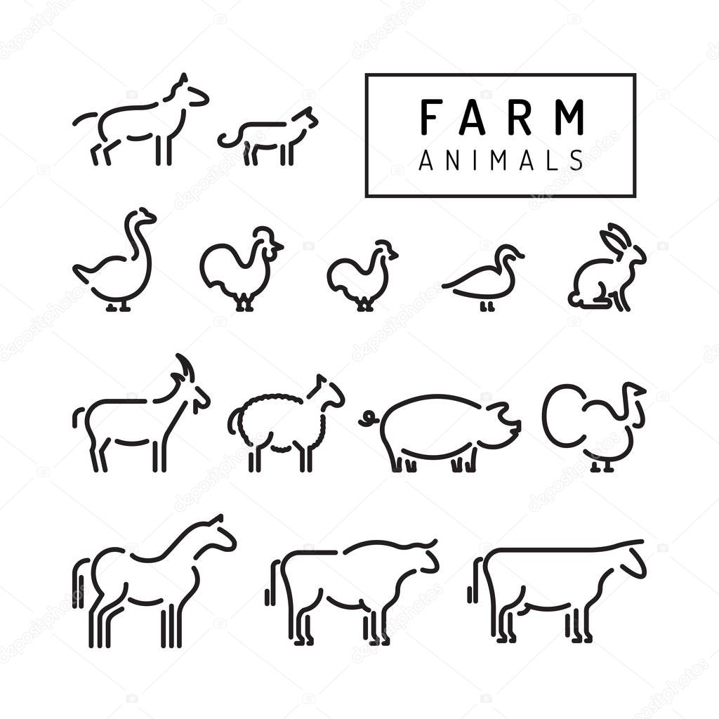 farm vector animals silhouettes outline