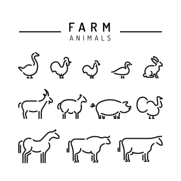 çiftlik vektör hayvanlar siluetleri anahat