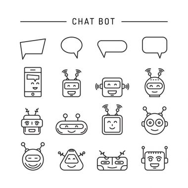 Set Chat bot vector icon faces clipart