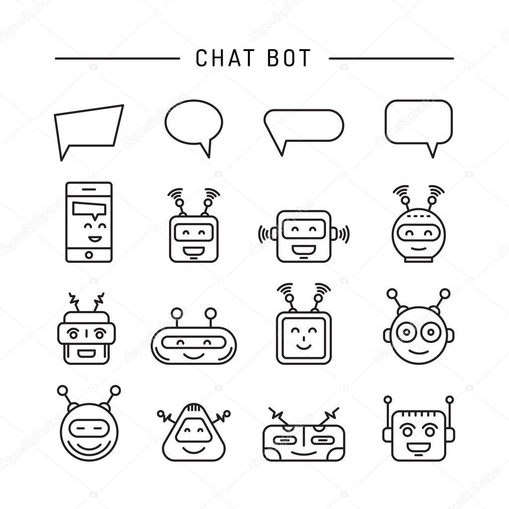 Set Chat bot vector icon faces