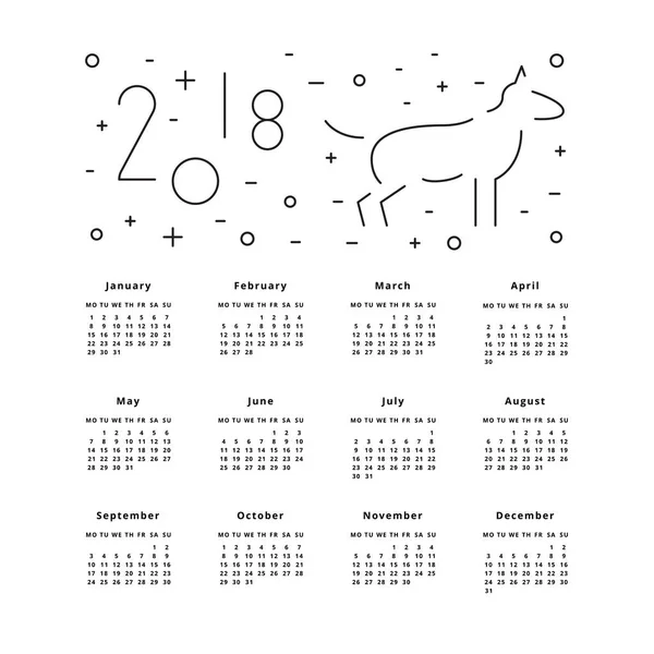 Calendário para 2018 ano — Vetor de Stock