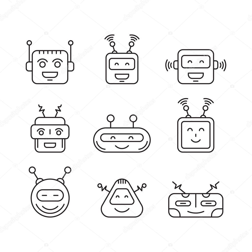 Set Chat bot vector icon faces