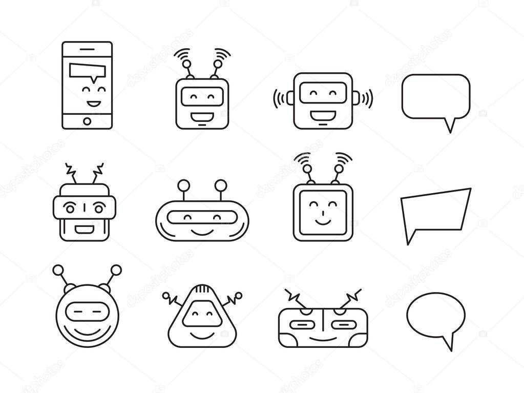 Set Chat bot vector icon faces