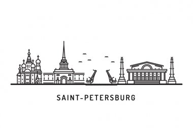 Saint Petersburg skyline architectural landmarks. clipart