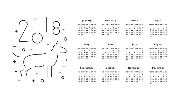 Kalender für 2018 — Stockvektor