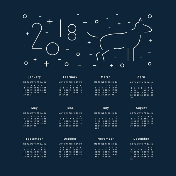 Kalender für 2018 — Stockvektor