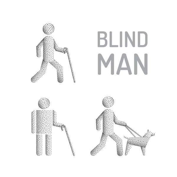 Cego homem e vendo olho cão —  Vetores de Stock