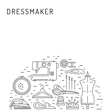 Vecto dikiş simgeleri anahat