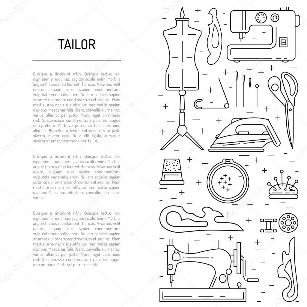 Sewing icons outline vecto