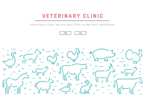 Veterinární klinika nápis — Stockový vektor