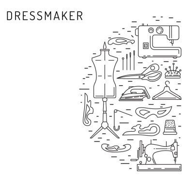 Vecto dikiş simgeleri anahat