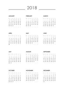 Takvim 2018 şablonu