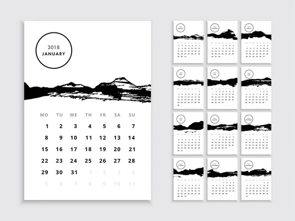 Modelo de calendário 2018 — Vetor de Stock