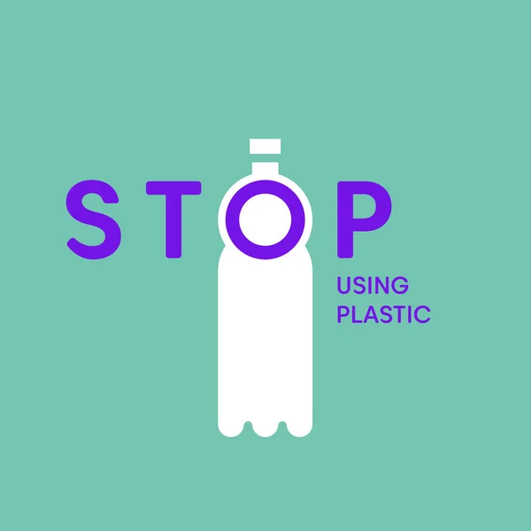 Deje de usar plástico botella contaminación vector ilustración — Archivo Imágenes Vectoriales