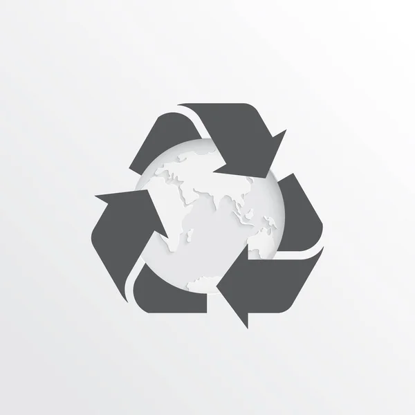 Flèches de recyclage vectoriel avec la planète Terre . — Image vectorielle