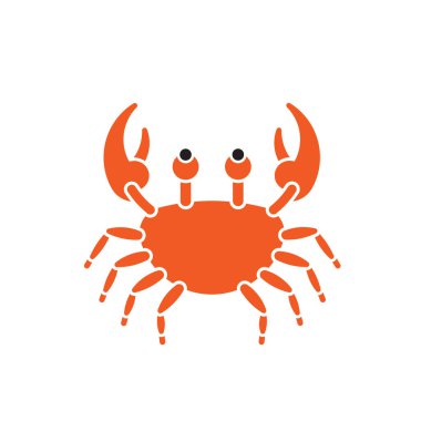 Çizgi film Yengeç deniz ürünleri silueti Vektör çizimi izole edildi