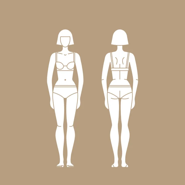 En kvinna i underkläder. Vektor isolerad redigerbar mall. — Stock vektor