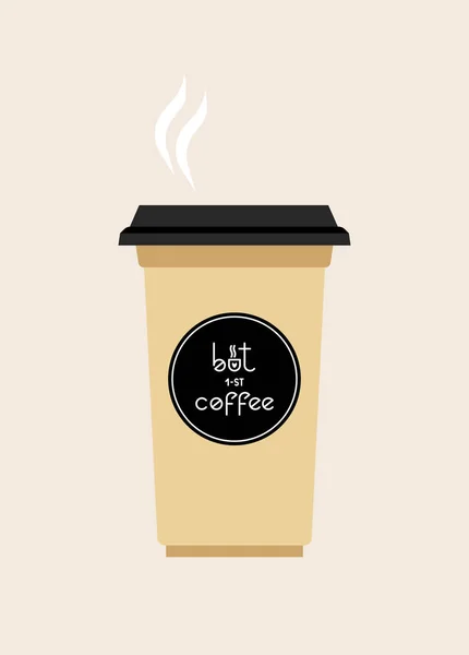 Pero primero café. Cita de letras para café . — Vector de stock