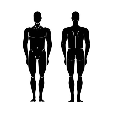 Vektör manken adam. Önde ve arkada duran adam.