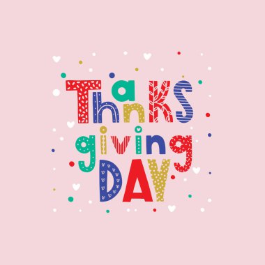 El çizimi Mutlu Şükran Günü metin tipografisi