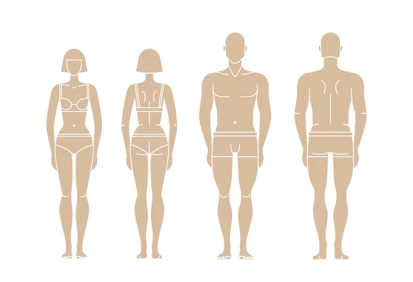 Figuras de hombre y mujer. Vector plantilla editable aislada . — Archivo Imágenes Vectoriales