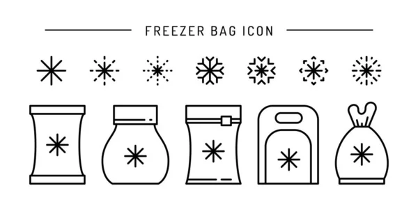 Set vector congelado bolsa de alimentos icono contorno — Archivo Imágenes Vectoriales