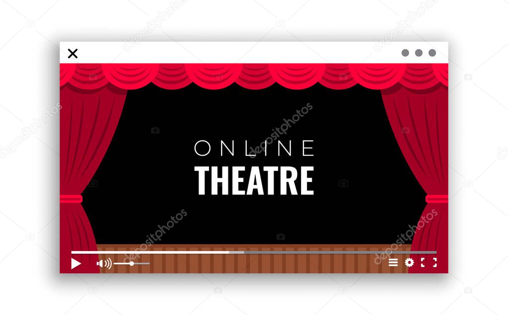 A monitor window with online video broadcast of the performance from the theater