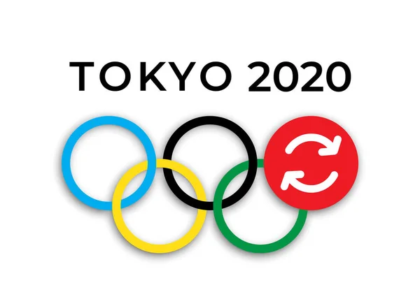 Symbol of the Olympic games in Tokyo 2020, the postponement of the Olympic games — Stock Vector