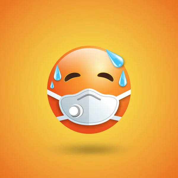 Emoji com máscara bucal respirador, rosto vermelho com olhos fechados —  Vetores de Stock