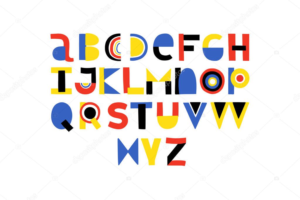 Abstract stylish alphabet . Dream pan do. Bright color abc for motivate quotes