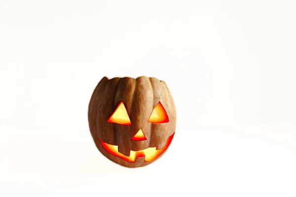Fröhlicher Halloween-Kürbis isoliert auf weißem Hintergrund mit einem — Stockfoto