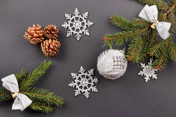 Fondo de decoración de Navidad o Año Nuevo: ramas de árbol de piel , — Foto de Stock
