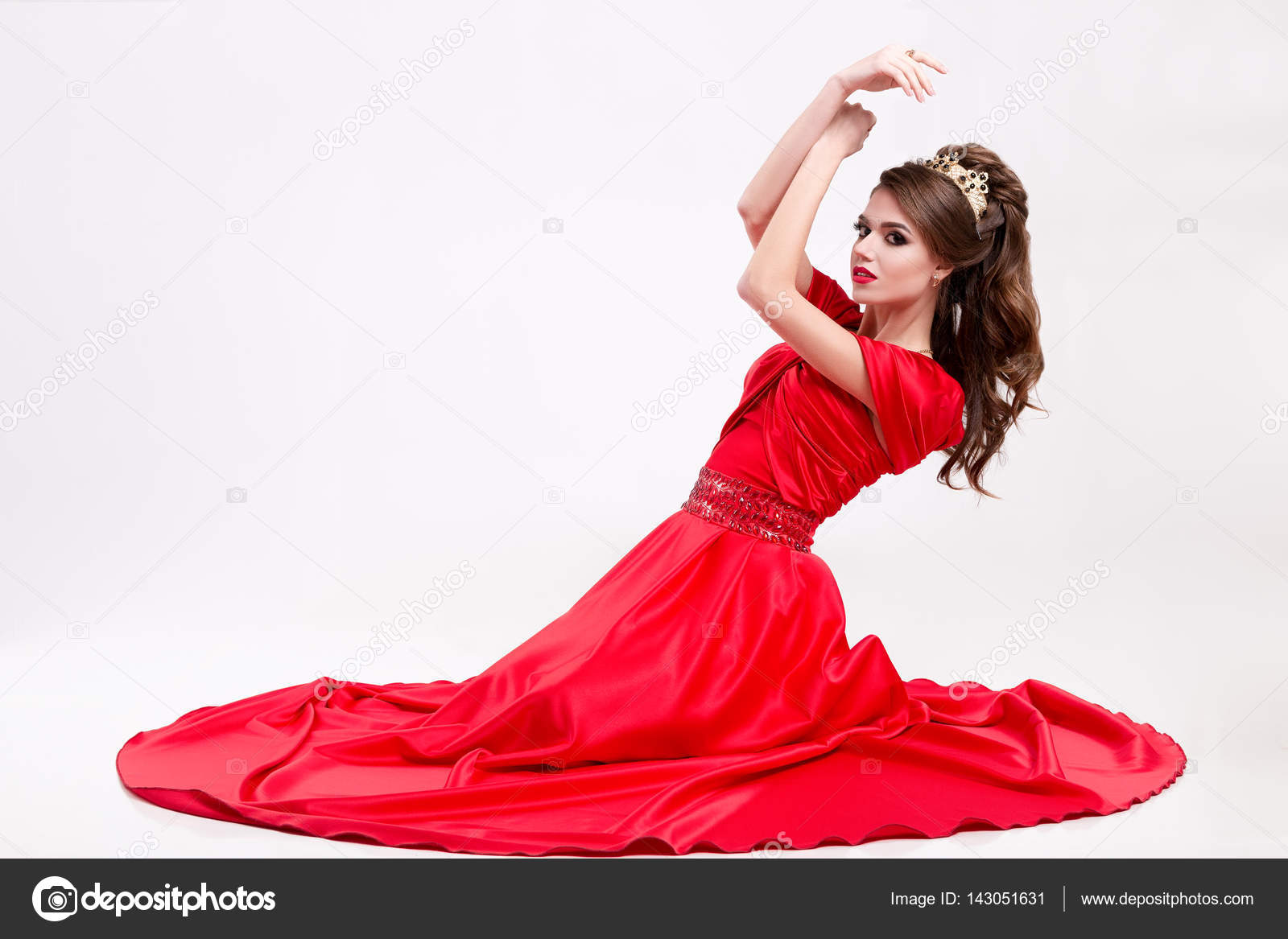Woman in Dress Sitting On Floor