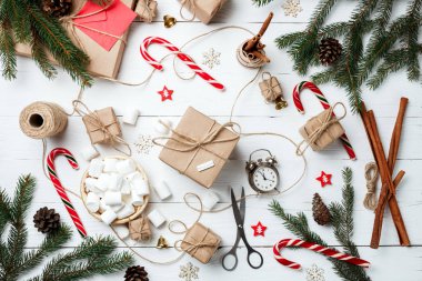 Noel kompozisyon yeni yıl hazırlanıyor holid için tebrik kartı