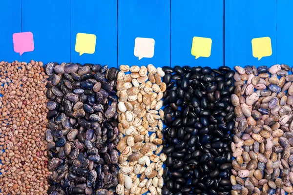 Big Five types of bean grain, bean pod, a lot of beans texture p