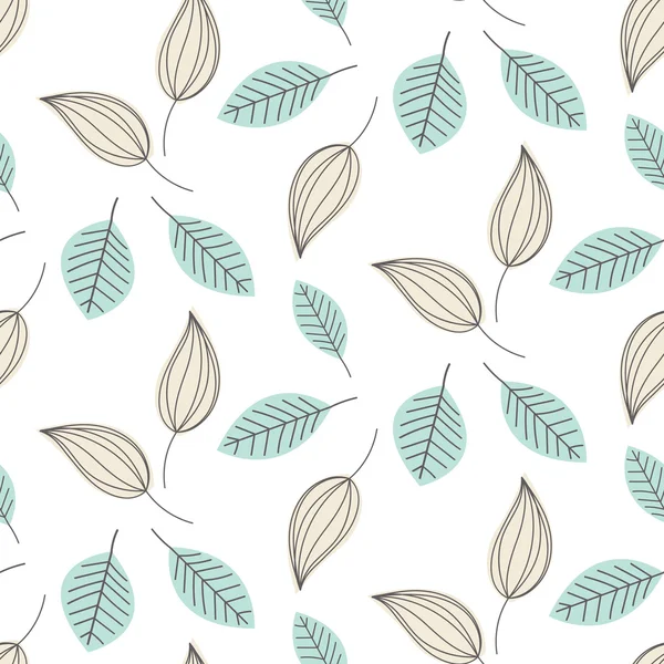 Doodle leaves seamless vector pattern. — Stock Vector