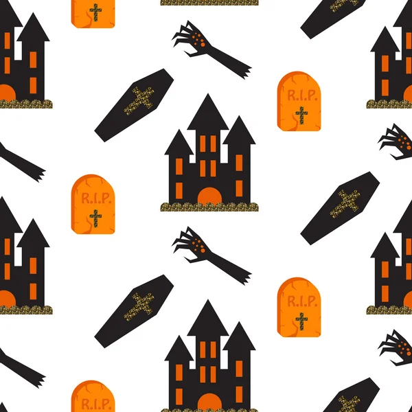 Halloween Schloss Vektor nahtlose Muster. — Stockvektor