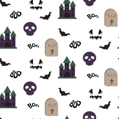 Çizgi film korkunç Cadılar Bayramı vektör seamless modeli.