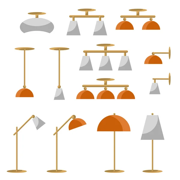 Conjunto de ícone de vetor de lâmpada interior . —  Vetores de Stock