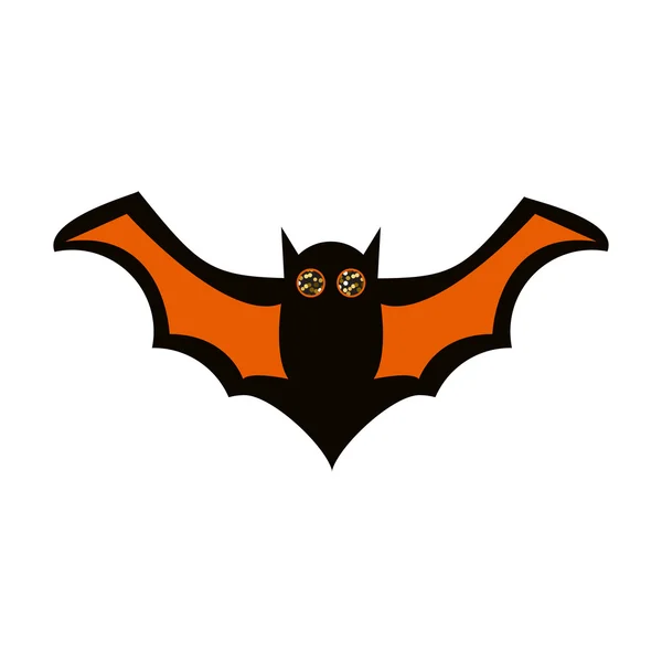 Flying black and orange bat vector icon. — Stock Vector